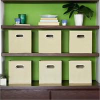 Foldable Fabric Storage Bins - 6 Cubes (Natural)