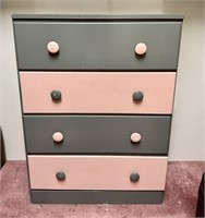 Pink & Gray Painted Chest of Drawers as-is