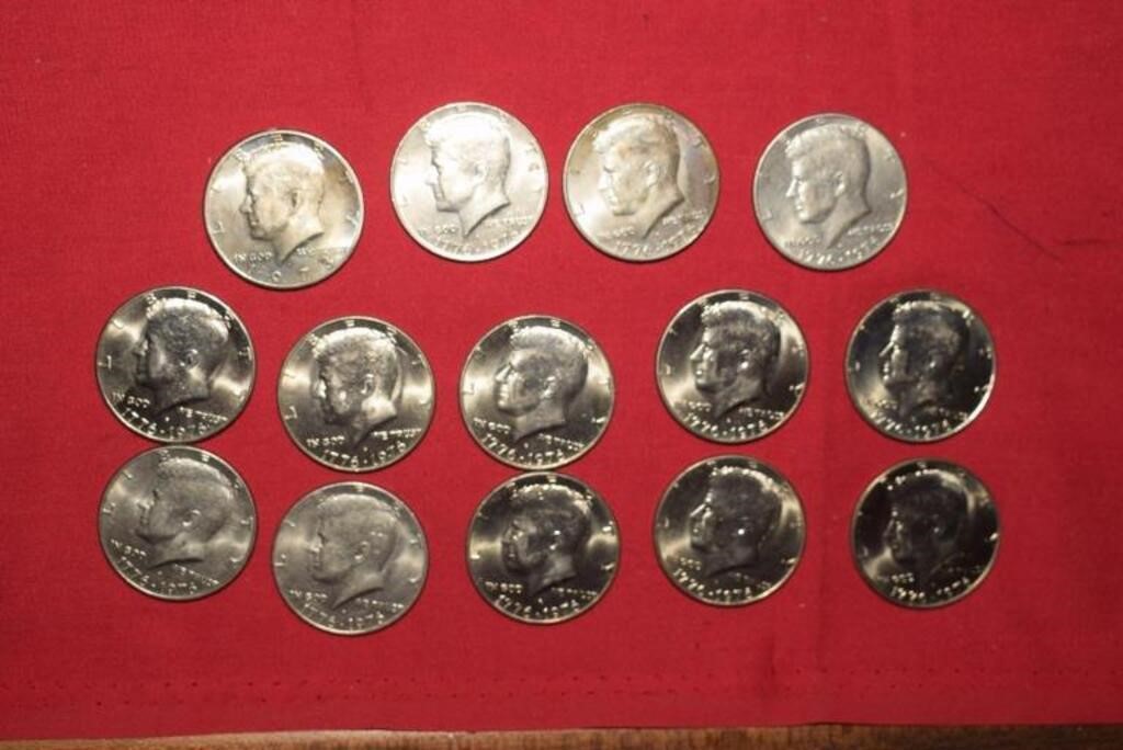 (14) Kennedy Half Dollars  1973D to 1976D Mix