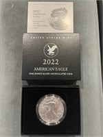 2022 W Silver Eagle Uncirculated W Box / Coa