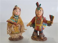 2 Ceramic Native Attire Figurines 7.5in Tall
