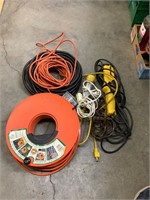 Assorted extension, cords and light