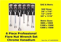 NEW POWERBUILT 6PC PROFESSIONAL FLARENUT WRENCH