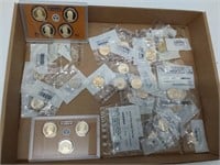 flat of uncirculated coins in plastic