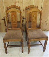 Lot of 4 Antique Wooden Dining Room Chairs