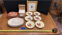 Redwing pottery meat plates , rooster bakeware,