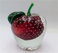 Red Core Glass Apple Paper Weight