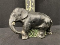 Antique Cast Iron Elephant Door Stop - Marked