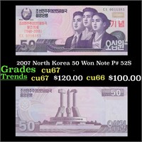 2007 North Korea 50 Won Note P# 52S Grades Gem++ C