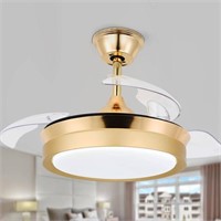 36 in. Indoor Gold Retractable Ceiling Fan with