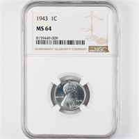 1943 Steel Cent NGC MS64