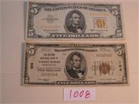 $5.00 National Bank Note – Wilkes-Barre, PA and $h