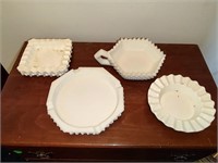 4 Milk Glass Ashtrays