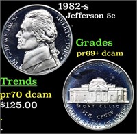 Proof 1982-s Jefferson Nickel 5c Grades GEM++ Proo