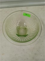 Green depression glass bowl 11.5"