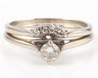 14K WHITE GOLD & DIAMOND RING & DIAMOND BAND