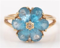 14K YELLOW GOLD FLOWER FORM RING