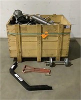 Crate of Assorted Machinery Parts and Metal Pieces