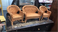 3 pieces of wicker doll furniture