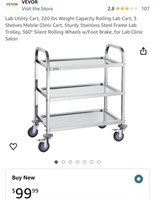 Rolling Lab Cart (Open Box)