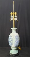 Hand-painted porcelain and brass table lamp