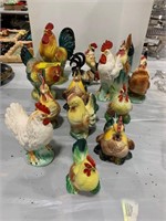 GROUP OF ROOSTER FIGURES OF ALL KINDS