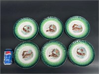 LOT OF 6 LA BELLE GREEN FISH PLATES CHINA