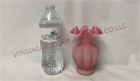 Fenton Pink Rose Satin Melon Vase - 5.5" tall