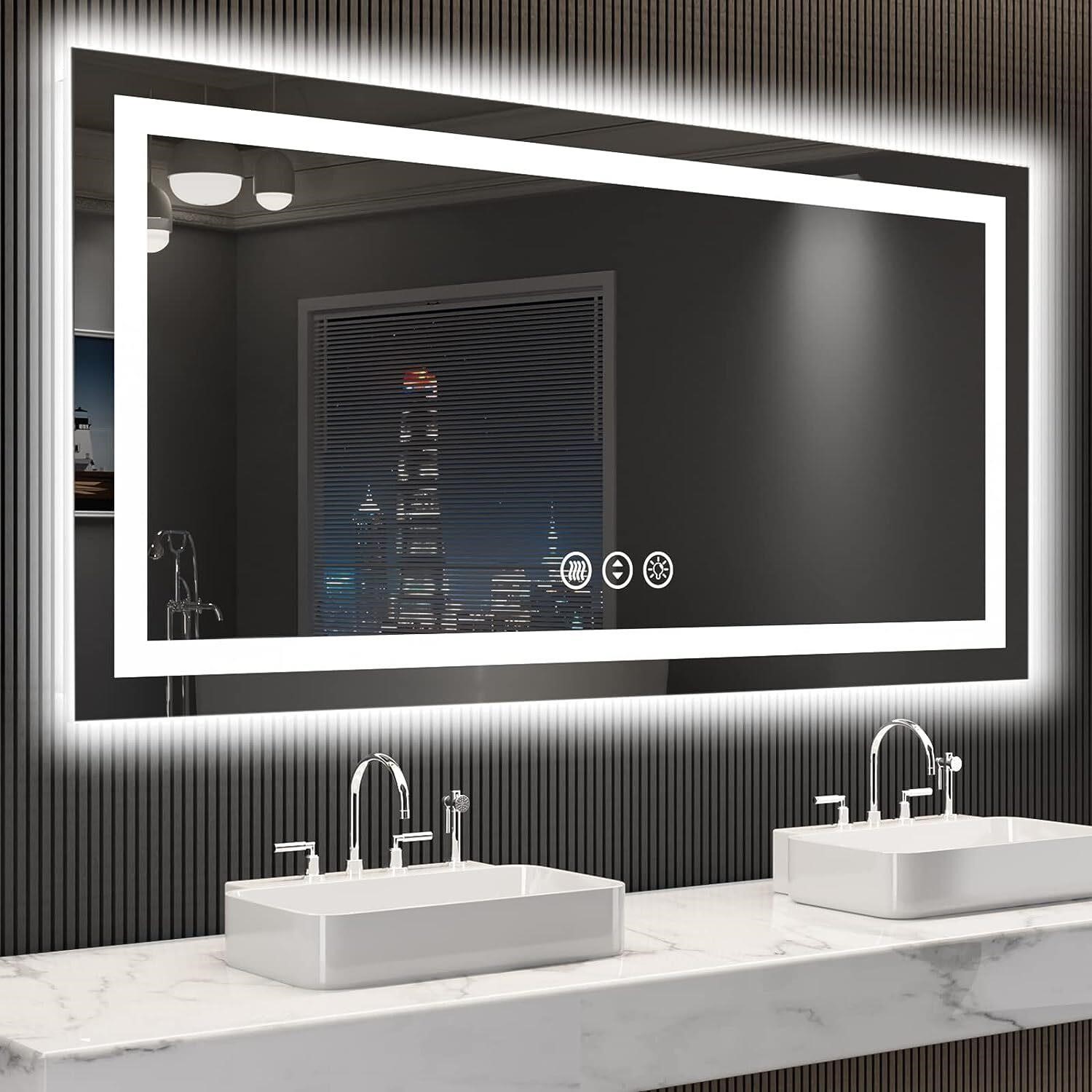 LOAAO 55X30 LED Bathroom Mirror  Anti-Fog