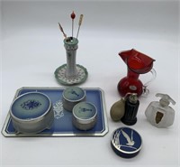 dresser set, perfume bottle, pin holder, atomizer