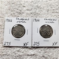 3-1922 Canadian Nickels XF