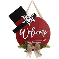 WIOR Christmas Wooden Hanging Sign, 12 Inch Round