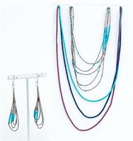 Jewelry Sterling Silver Beaded Necklace & Earrings