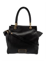 Marc Jacobs Blk Leather Jacquard Shoulder Bag
