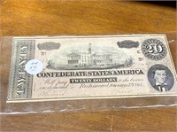 1864 CONFEDERATE STATES $20.00 BILL