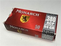 50 Rounds 380 Auto Ammo - 94gr FMJ
