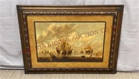 Naval Battle in the North Sea Framed Art on Board