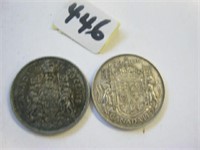 1966 & 1952 Canadian Silver Fifty Cents Coins