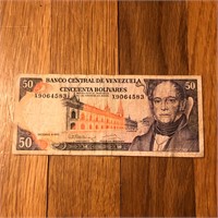 1992 Venezuela 50 Bolivares Banknote
