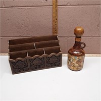 Leather Wrapped Decanter and Office Organizer