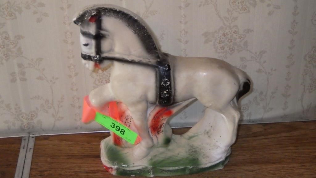 VINTAGE CHALKWARE HORSE DOORSTOP ? 10 3/4"