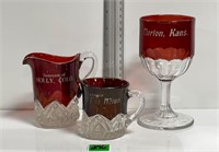 Antique 1905 Ruby Red Souvenir Glasswares