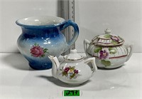 Vtg Spooner Stoneware 3 3/4” Mini Teapot SugarBowl