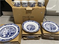 20 pc NEW Bristol House Blue Willow Service for 4