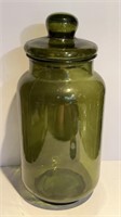 Moss Green Lidded Glass Jar 17”