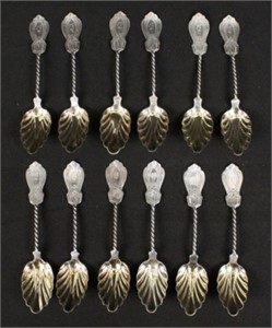 (12) William Gale & Son Sterling Berry Spoons