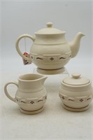 Longaberger Pottery Woven Traditions Teapot,