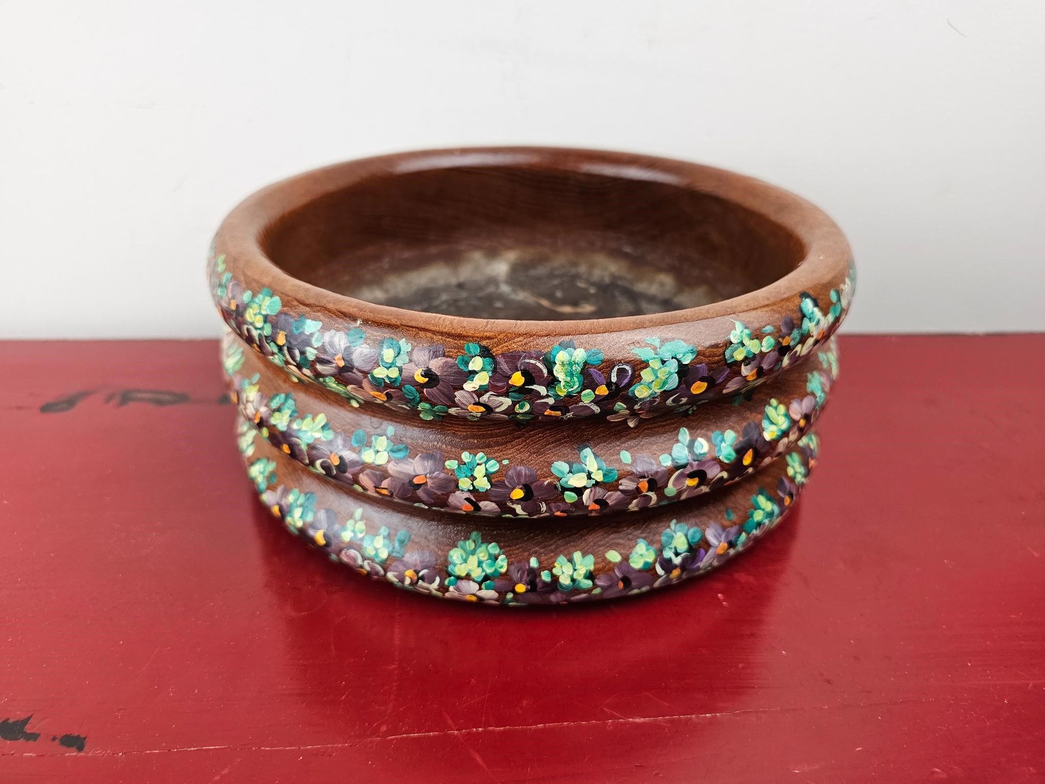 Hand Painted 10" Wood Bowl-see pictures