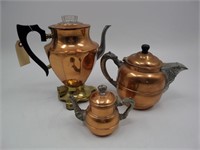 Lot (3) Copper Tea Pots