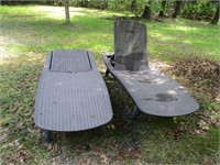 TWO RESIN CHAISE LOUNGE CHAIRS